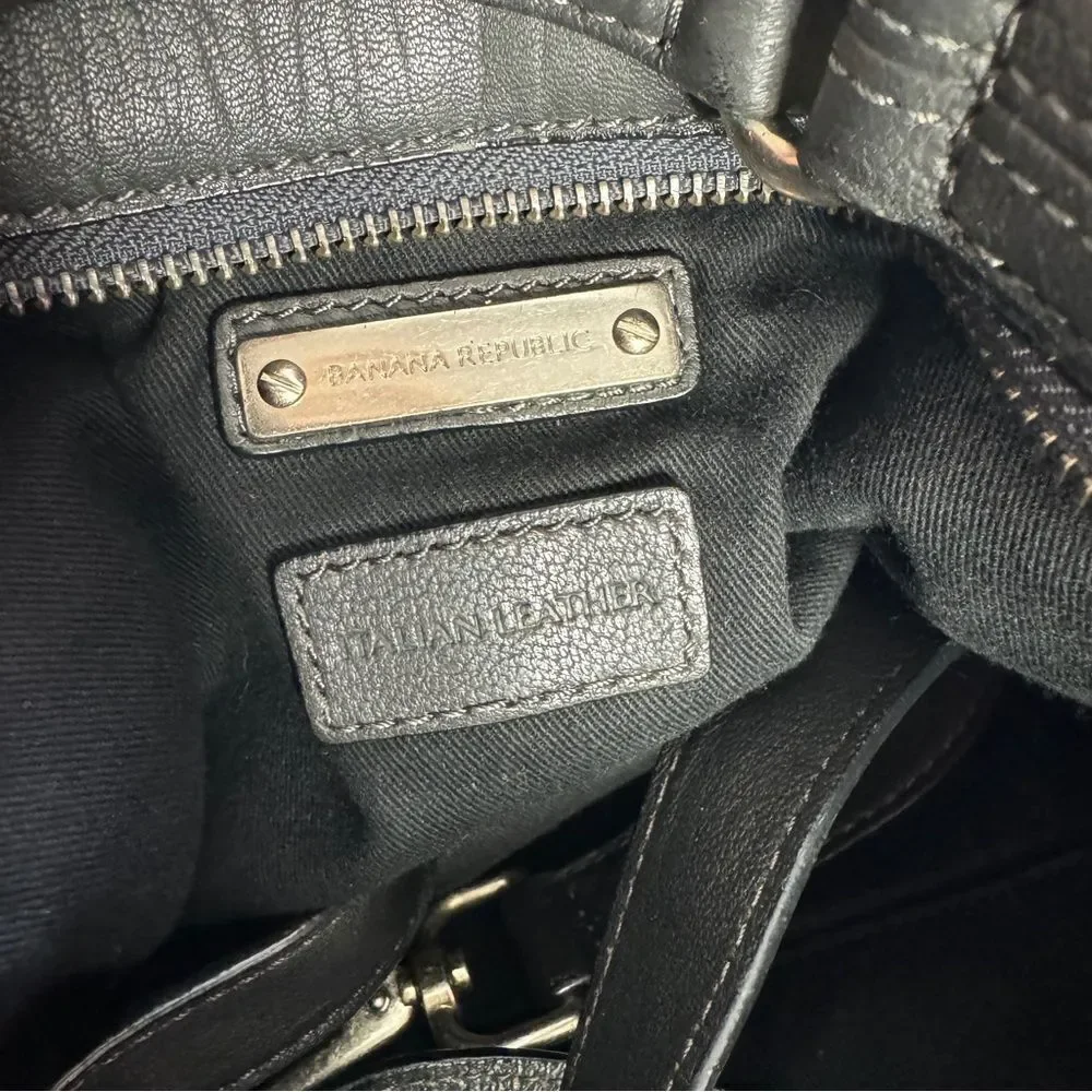 Banana Republic Charcoal Lambskin Leather Slouchy Satchel Hobo Quiet Luxury
